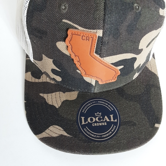 Local Crowns California Woodland Leather State Patch Trucker Snapback Adjustable - Picture 7 of 7